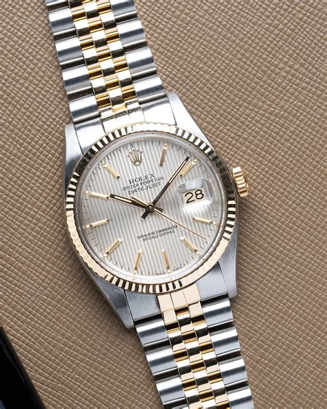 rolex silver tapestry dial